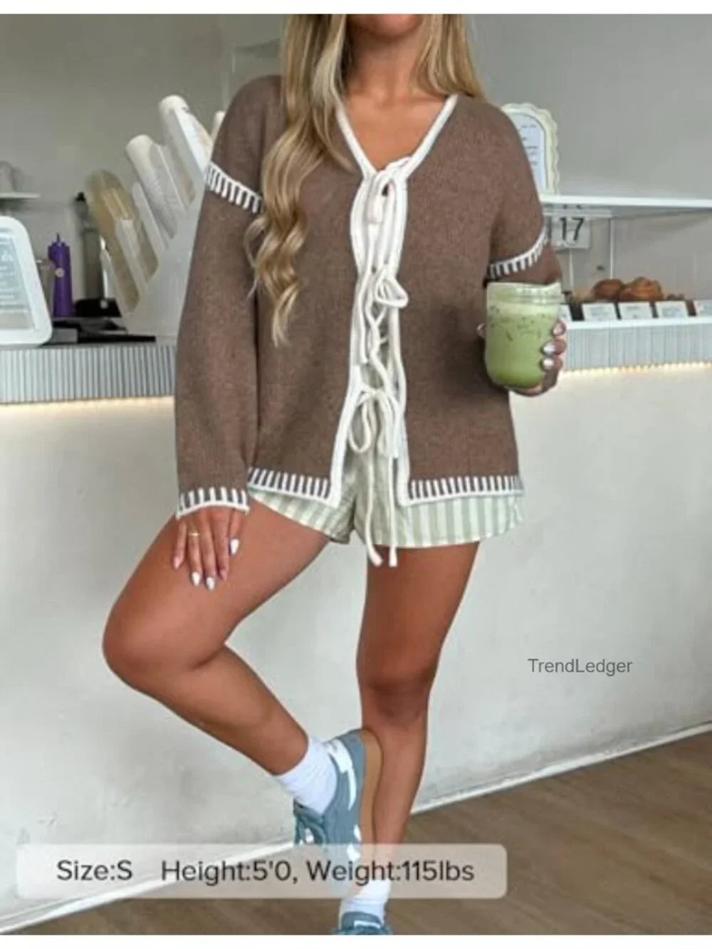 Womens Cardigan Tie Front Bow Long Sleeve Knit Fall Winter